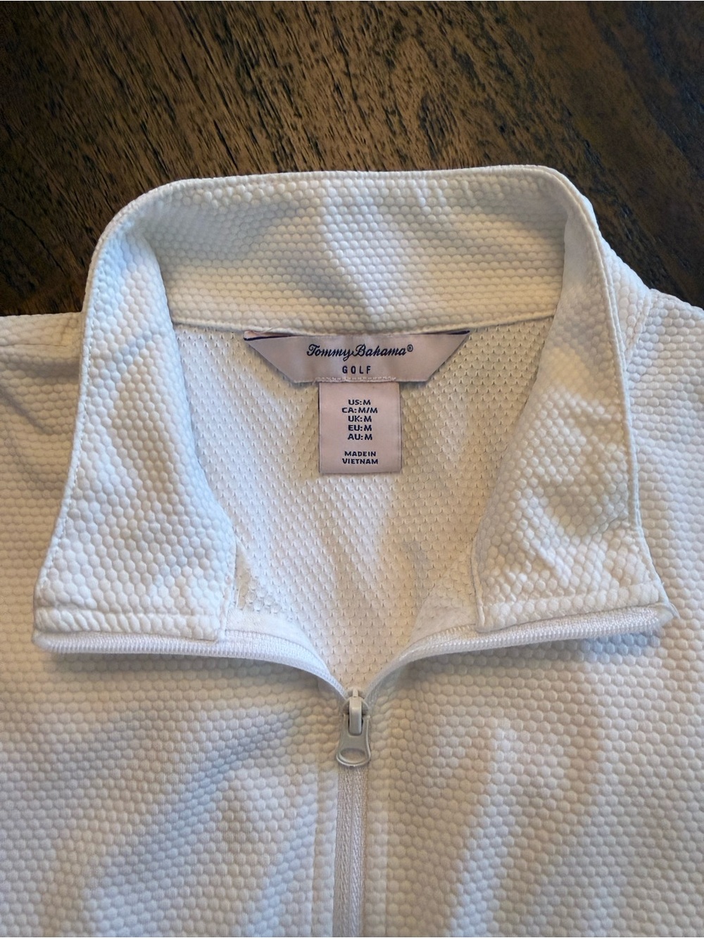 Women’s Size Medium Tommy Bahama Golf White Textured Half-Zip